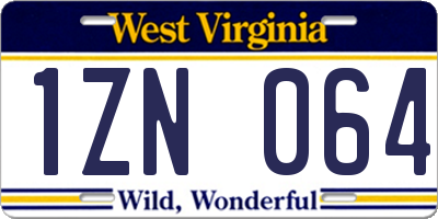 WV license plate 1ZN064