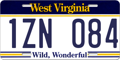 WV license plate 1ZN084