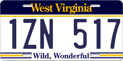 WV license plate 1ZN517
