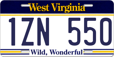 WV license plate 1ZN550