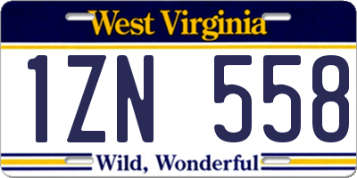 WV license plate 1ZN558