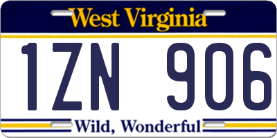 WV license plate 1ZN906