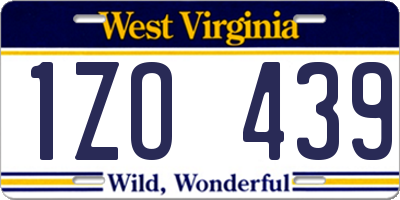 WV license plate 1ZO439