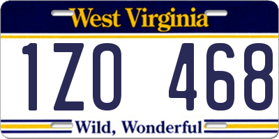WV license plate 1ZO468