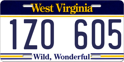 WV license plate 1ZO605