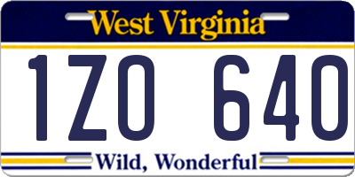 WV license plate 1ZO640