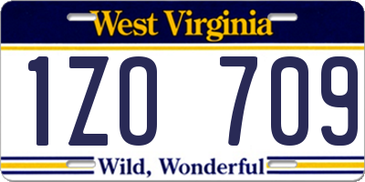 WV license plate 1ZO709