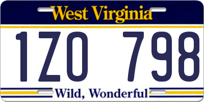 WV license plate 1ZO798