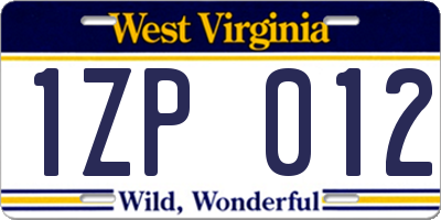 WV license plate 1ZP012