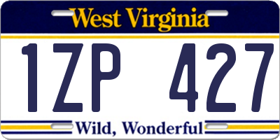 WV license plate 1ZP427