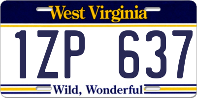 WV license plate 1ZP637