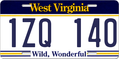 WV license plate 1ZQ140