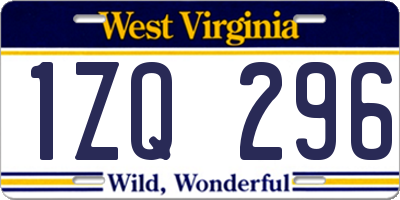 WV license plate 1ZQ296