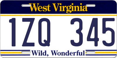 WV license plate 1ZQ345