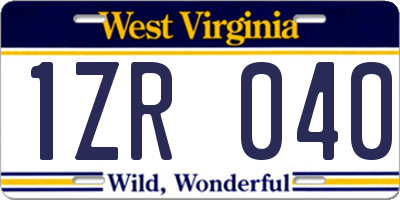 WV license plate 1ZR040