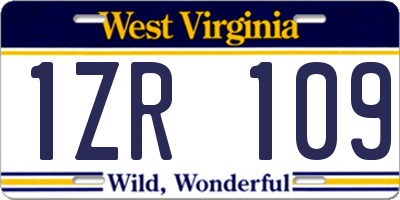WV license plate 1ZR109