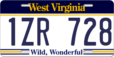 WV license plate 1ZR728