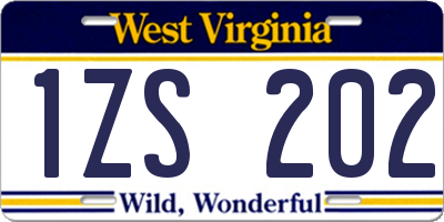 WV license plate 1ZS202