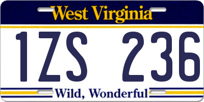 WV license plate 1ZS236