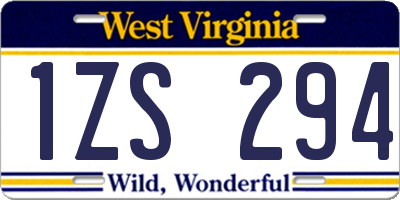 WV license plate 1ZS294