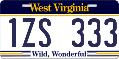 WV license plate 1ZS333