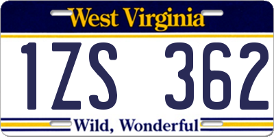 WV license plate 1ZS362