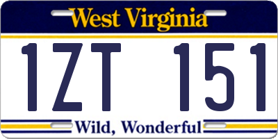 WV license plate 1ZT151