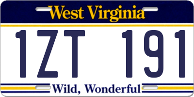 WV license plate 1ZT191