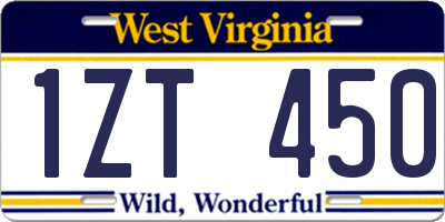 WV license plate 1ZT450
