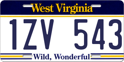 WV license plate 1ZV543