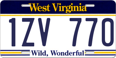 WV license plate 1ZV770