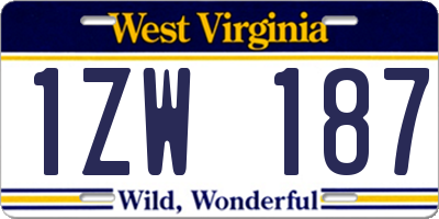 WV license plate 1ZW187