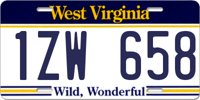 WV license plate 1ZW658