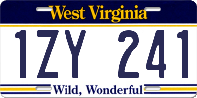 WV license plate 1ZY241