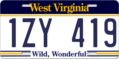 WV license plate 1ZY419