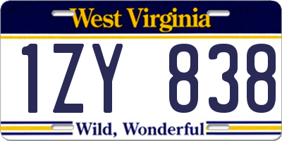 WV license plate 1ZY838