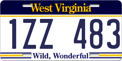 WV license plate 1ZZ483