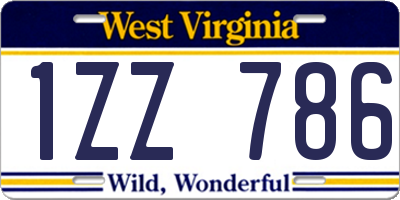 WV license plate 1ZZ786