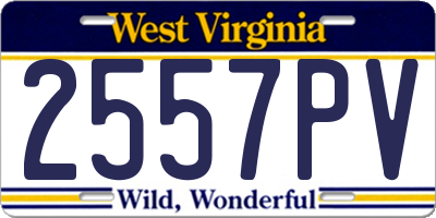 WV license plate 2557PV