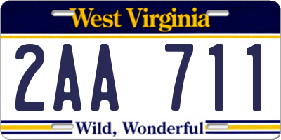 WV license plate 2AA711