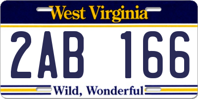 WV license plate 2AB166
