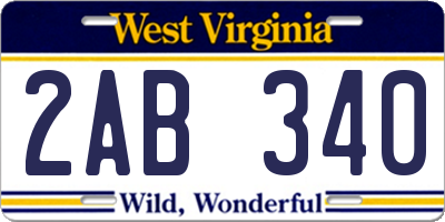 WV license plate 2AB340