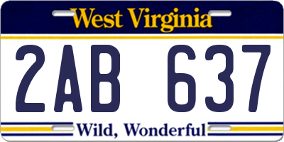 WV license plate 2AB637