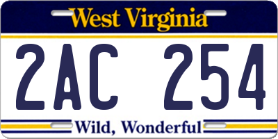 WV license plate 2AC254