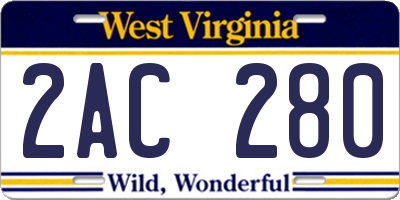 WV license plate 2AC280