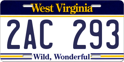WV license plate 2AC293