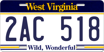 WV license plate 2AC518
