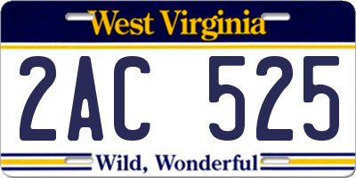 WV license plate 2AC525