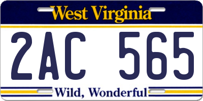 WV license plate 2AC565
