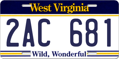 WV license plate 2AC681